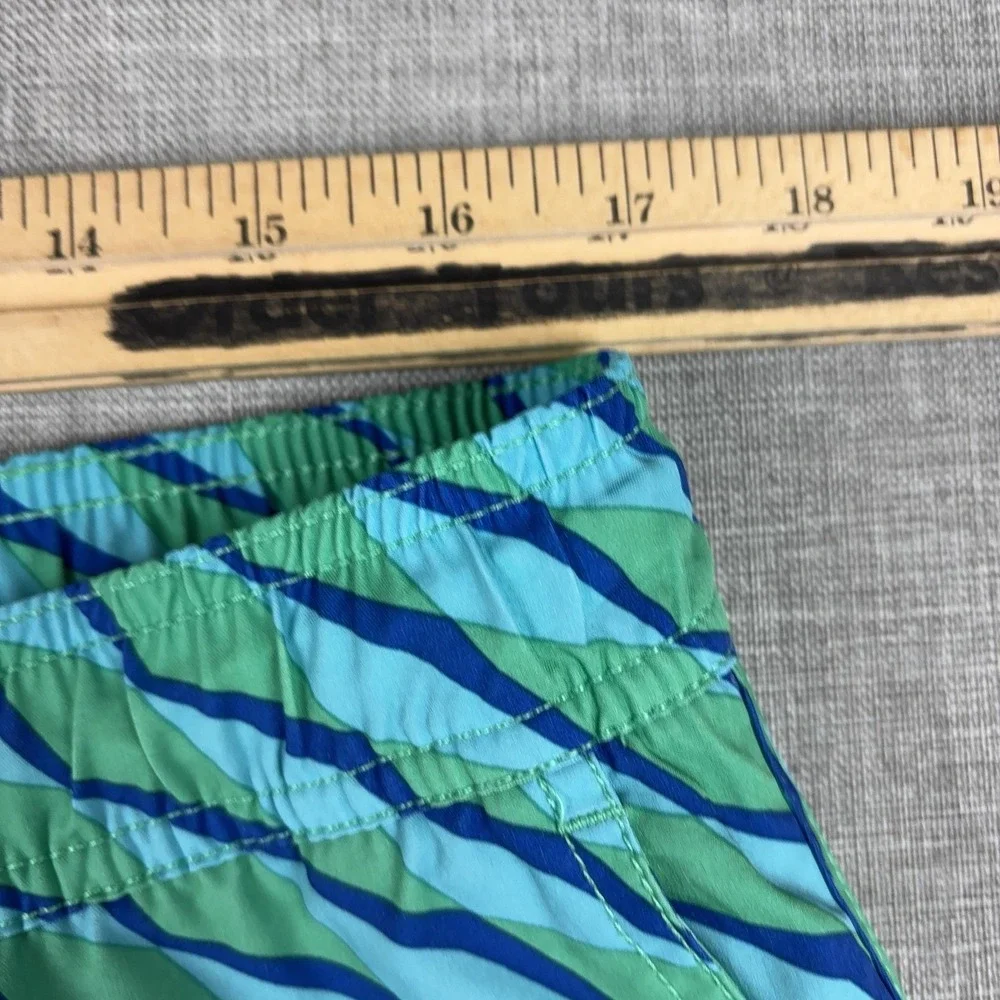 Fair Harbor Swim Shorts Mens Large Blue Green Geometric Trunks Lined Stretch